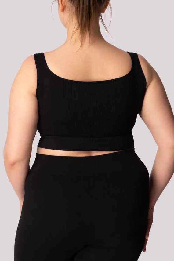 Top biustonosz sportowy Ribbed prążek Mona czarny