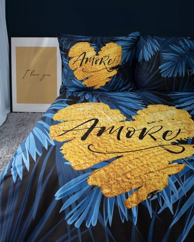 Pościel bawełniana 4414 A Holland 35 Amore Detexpol granatowy 