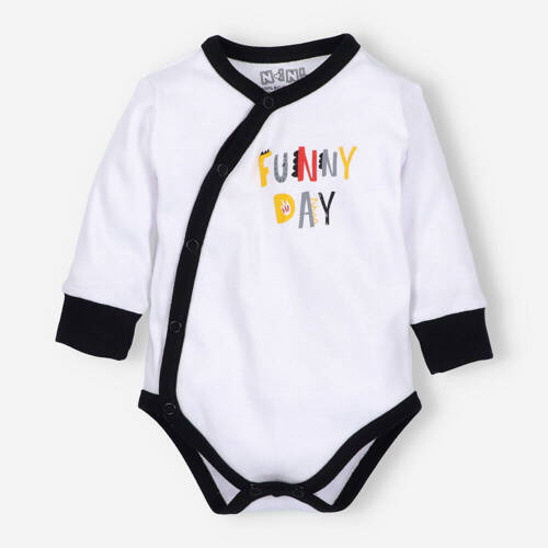 Body kopertowe z bawełny organicznej Alfabet Nini biały