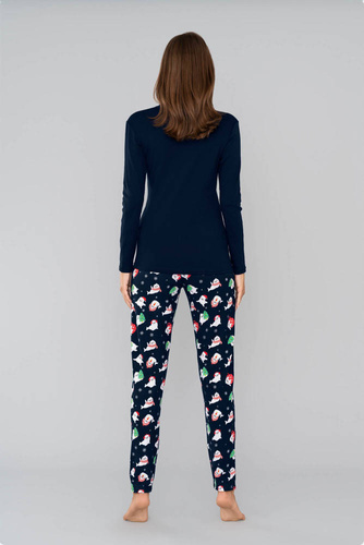 Piżama Damska długi rękaw, długie spodnie Kasjana Italian Fashion- czerwony/druk czerwony 