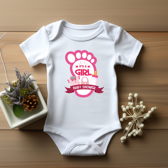 Body dla dziewczynki "Baby Shower" krótki rękaw Moocha biały