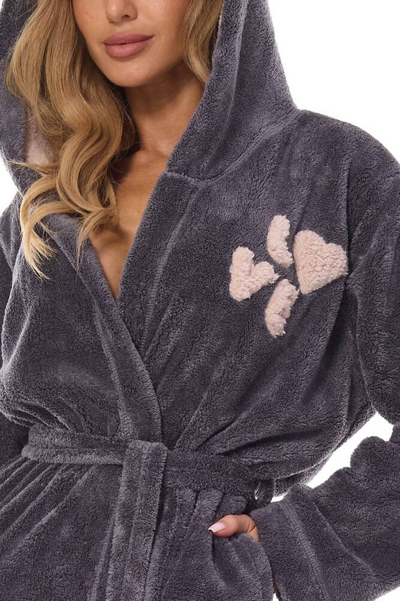 Długi Szlafrok Damski 2410 LV L&L - grafitowy