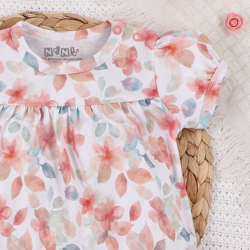 Sukienka z bawełny organicznej Kolorowe kwiatki Nini druk