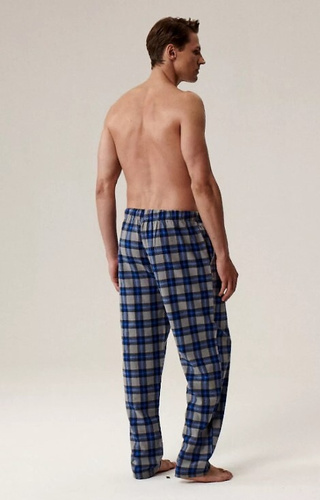 Spodnie męskie do spania Atlantic NMB-045 szary – flanela kratka