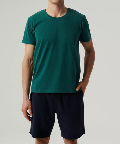 Piżama męska krótki rękaw NMP-379 Atlantic-szmaragdowy granatowy