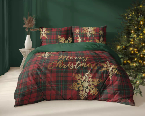 Pościel świąteczna 5301 A Merry Christmas Detexpol czerwony 