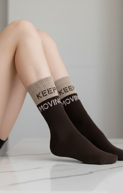 0071-009 Unique Skarpety damskie Milena brązowe - półfrotte, bawełniane, ciepłe i wygodne