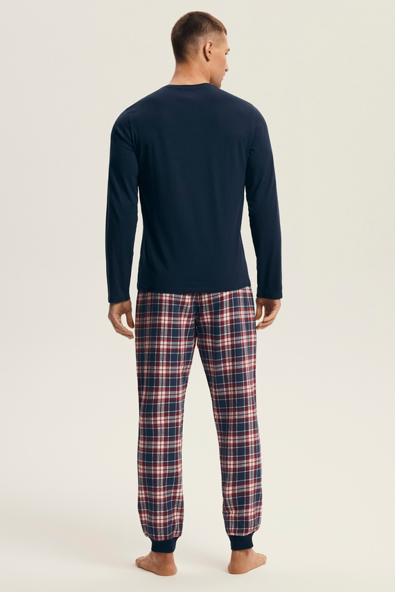 Piżama Henderson Noir 43457 – czarna bawełniana, z flanelowymi spodniami w kratę