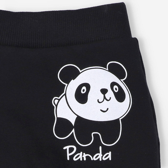 Spodnie dresowe z bawełny organicznej Panda Nini czarny
