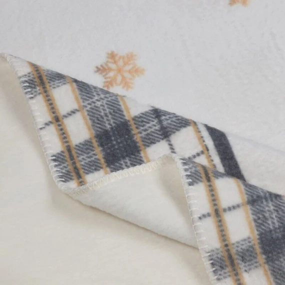 Świąteczny koc narzuta krata Angel Eurofirany kremowy