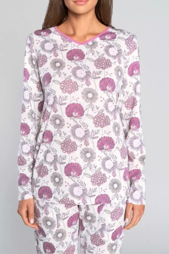 Piżama Damska długi rękaw, spodnie Lobelia Italian Fashion -