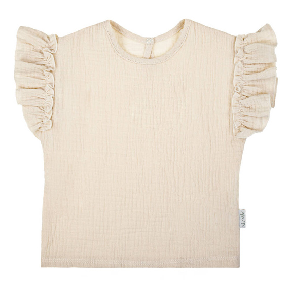 Muślinowa bluzka z krótkim rękawem 207052 Nicol- beżowa