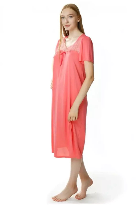 1693 Berenika halka koszula nocna damska Mewa koralowy