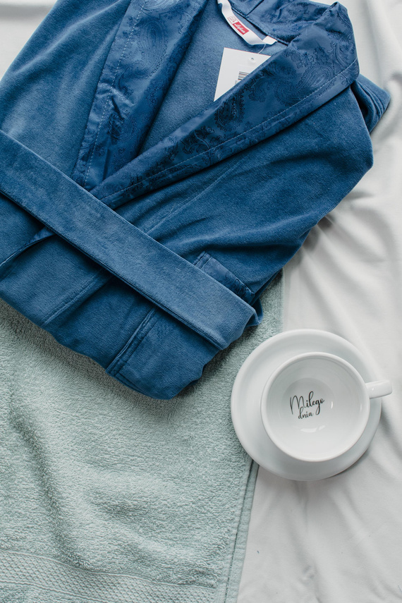 De Lafense Noble 866 – męski szlafrok welurowy z bawełny, krótszy fason