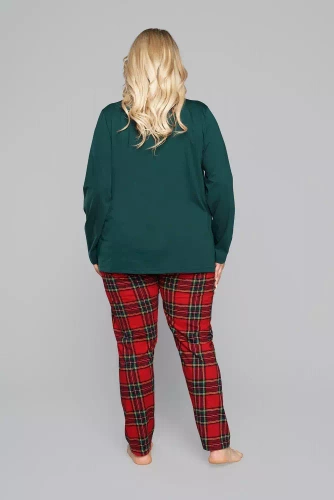 Piżama Damska długi rękaw, spodnie Zorza Italian Fashion - zielony/druk 