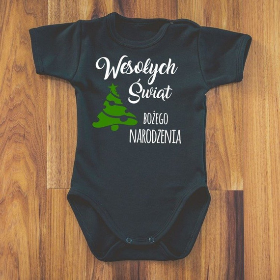 Body krótki rękaw "Wesołych Świąt BOŻEGO NARODZENIA" Moocha biały