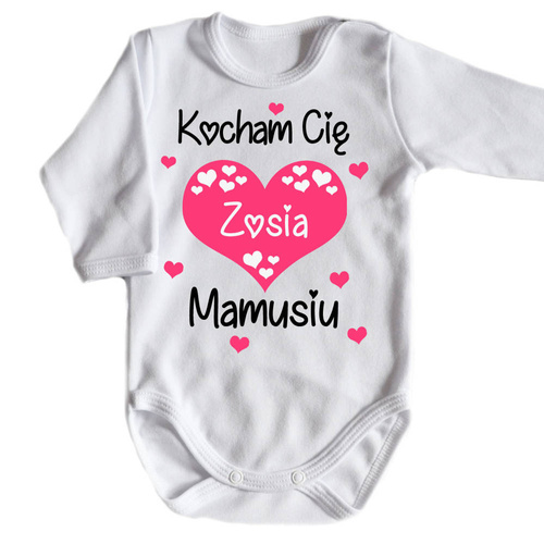 Body długi rękaw "Kocham Cię Mamusiu z imieniem dziecka" Moocha biały