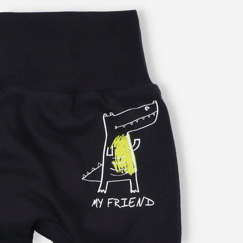 Półśpiochy z bawełny organicznej Crocodiles Nini czarny 