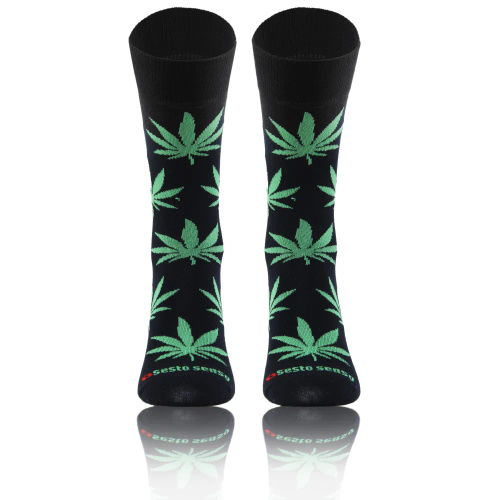 Liść Skarpety długie finest cotton dwie różne Sesto Senso granat-zielony