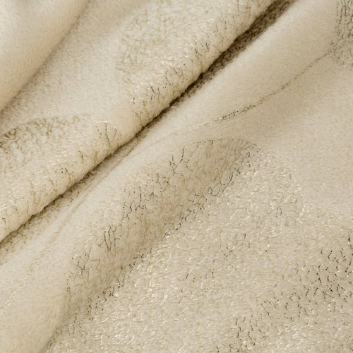 Koc narzuta z mikrofibry z błyszczącym nadrukiem liści Ginko 2 Eurofirany miodowy