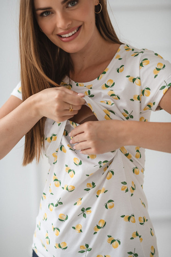 Bluzka do karmienia i ciążowa Milk Shirt cytrynki krótki rękaw – komfort i styl Milk&Love 