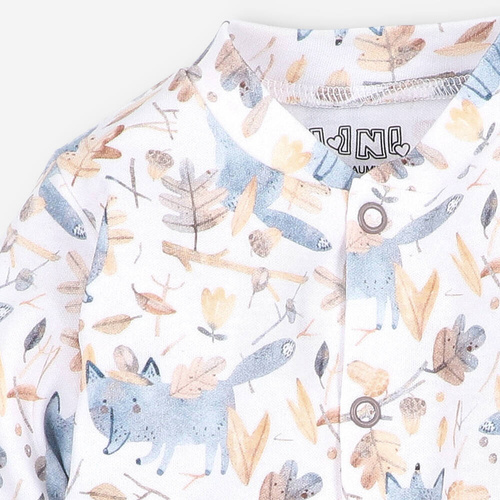 Kaftanik niemowlęcy z bawełny organicznej Skarby Jesieni Nini druk