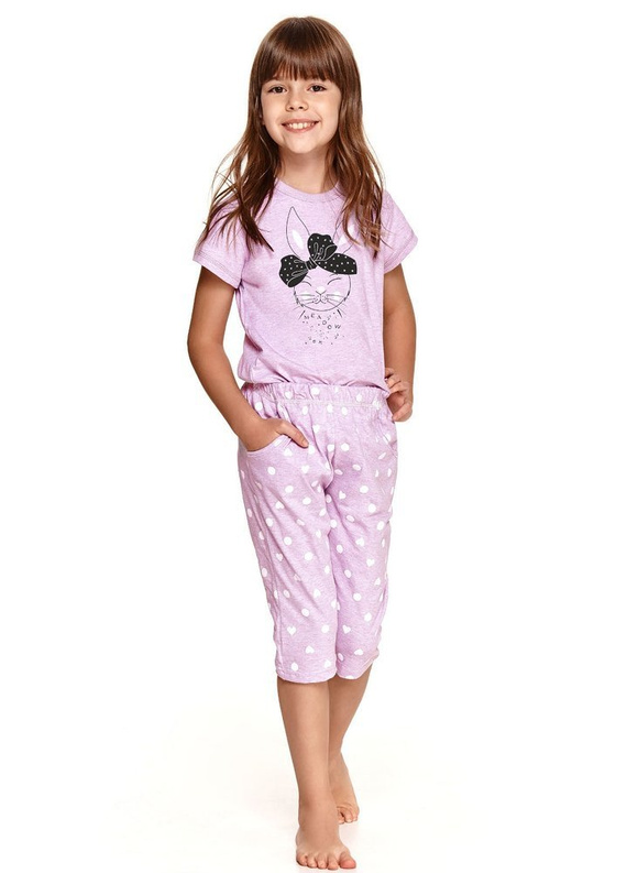 Piżama dziewczęca 2213 BekiTaro 01 szary-pudrowy róż