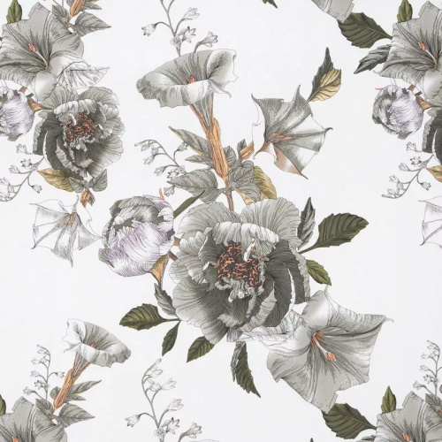 Pościel satynowa Spring 39 Kwiaty Eurofirany biały/szary 