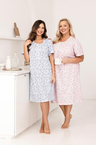 Bawełniana Koszula Nocna Damska Regina 018 – Naturalny Komfort Snu, Guziki i Lekki Krój Idealny na Każdą Noc