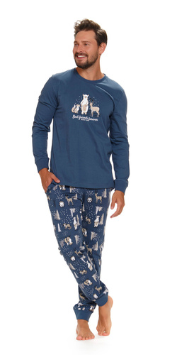 PMB.4329 "Animals" Piżama Męska Doctor Nap - deep blue