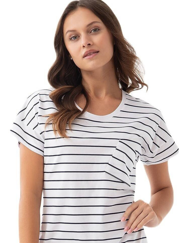 Koszula Nocna z Krótkim Rękawem 206 Luna -granatowy