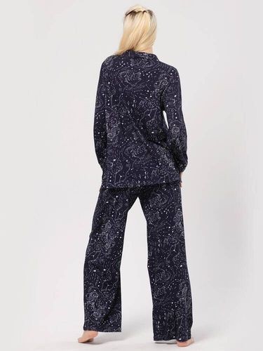 Rozpinana Piżama Damska LNS 911 Key - granatowy