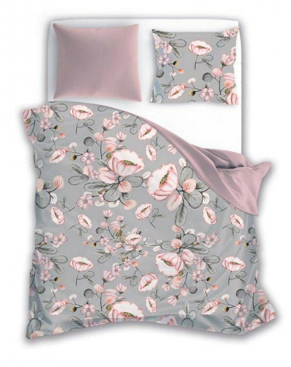 Pościel bawełniana Eufloria 012 kwiaty liście dwustronna Faro biały