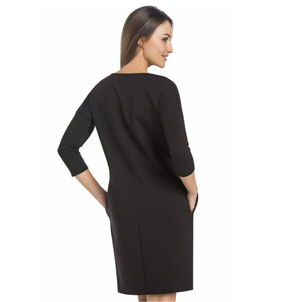 Klasyczna Sukienka, 3/4 rękaw Lana Teyli - czarna