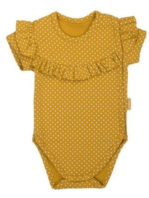 176094 Michalina Body z krótkim rękawem rozpinane Nicol - musztardowy