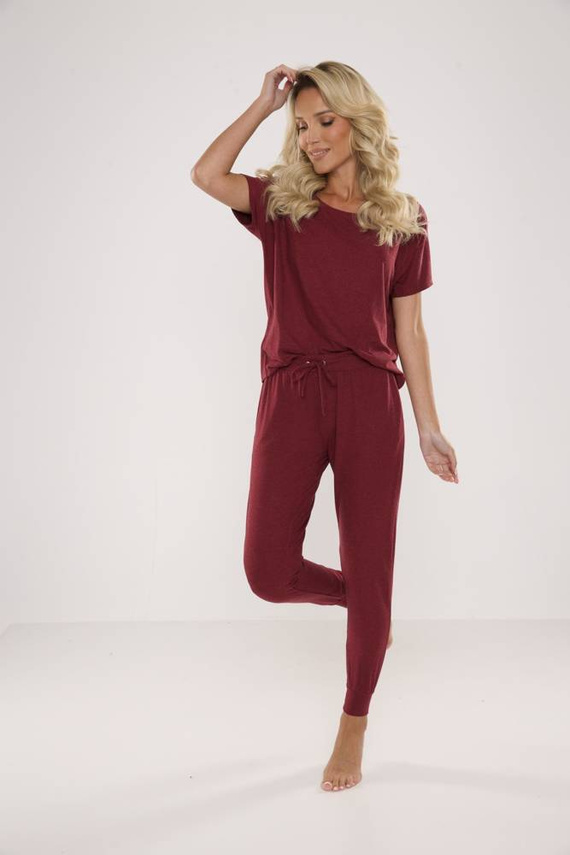 524 Paula Piżama Damska De Lafense - bordo