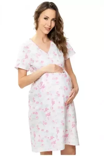 Koszula nocna ciążowa i do karmienia 86563 Gia Mewa różowy