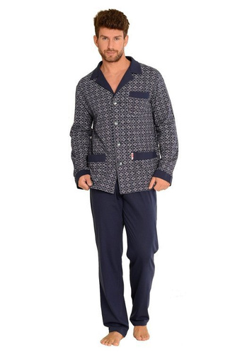 538 Carlo Piżama Męska De lafense - granat+kwadrat