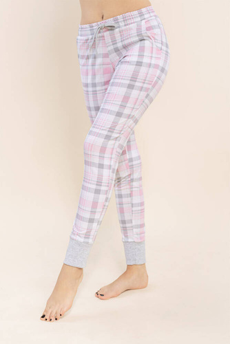 Piżama damska 5 Bonamera szary melanż, krata