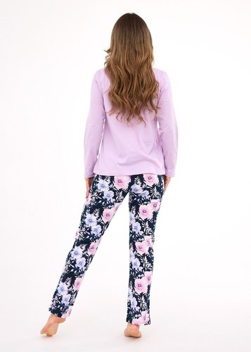 Damska piżama Cornette Natalie 145/462 wrzosowy– bawełna, długi rękaw, klasyczny komfort