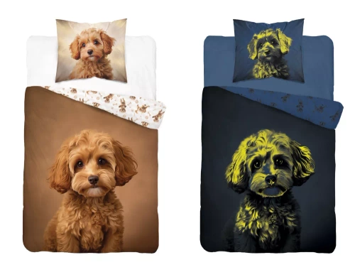 Pościel bawełniana świecąca w ciemności 5421 A Rudy Piesek Detexpol 