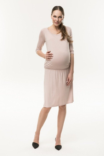 Simple - Sukienka ciążowa i do karmienia rękaw 3/4 Cool Mama pudrowy róż