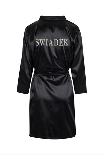 Szlafrok męski satynowy Świadek ByShelly - czarny/srebrny