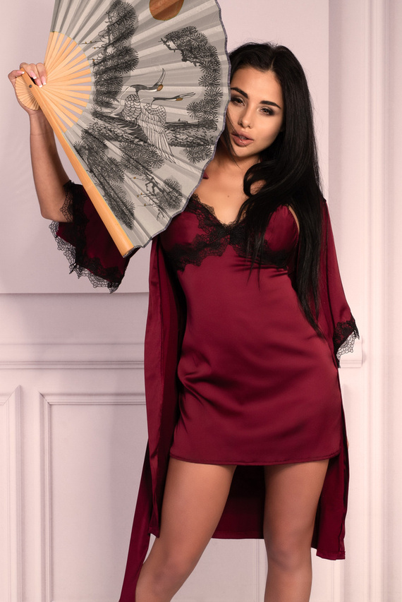 Szlafrok damski Aresmina LC 90564 Cherry Mahogany Callection LivCo Corsetti