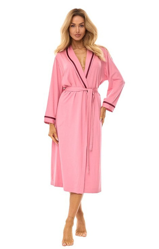 Elegancki szlafrok wiskozowy damski 2506 L&L różowy- komfort i styl
