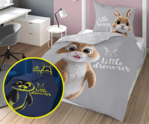 Pościel bawełniana świecąca w ciemności 4635 A Fluo 35 Królik Detexpol  