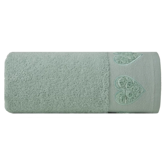 Ręcznik Kamila serca wypełnione różyczkami Eurofirany miętowy