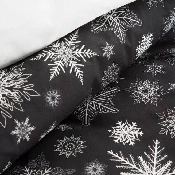 Pościel świąteczna śnieżynki Isla Eurofirany czarny/biały