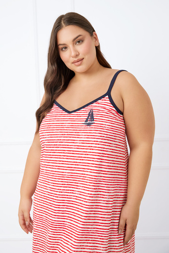 Koszula damska, wąskie ramiączko Flota Fashion - druk czerwony