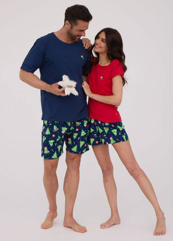 628/399 Ho Ho Piżama damska Cornette czerwony granatowy